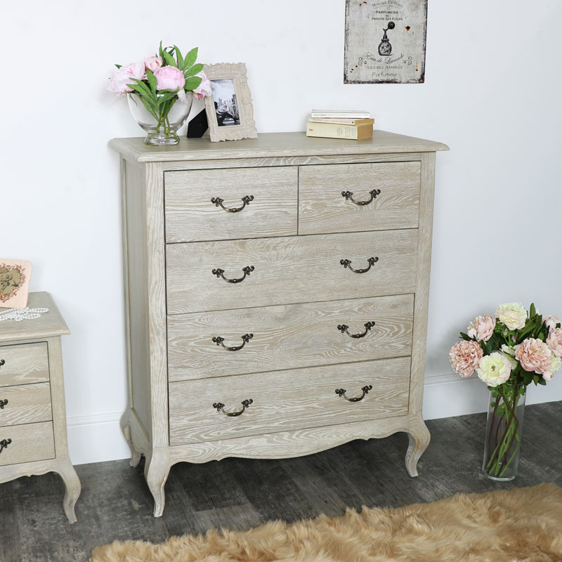 French Style 5 Drawer Chest Brigitte Range Flora Furniture