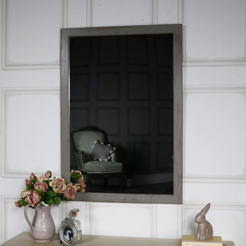 Large Grey Washed Wall Mirror 69cm x 99cm Large Grey Washed Wall Mirror 69cm x 99cm