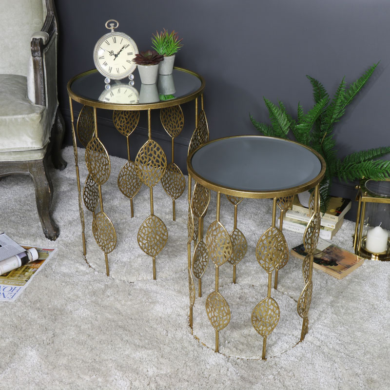 Pair of Gold Mirrored Side Tables