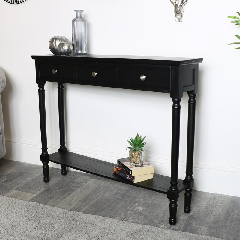 Black Console Table with Shelf