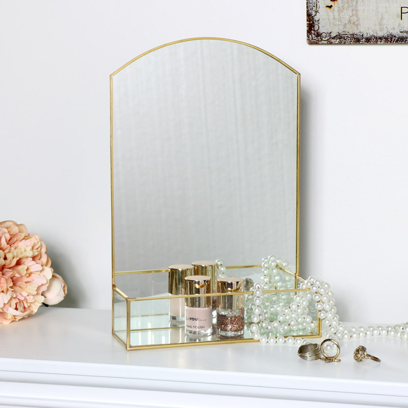 Gold Glass Arched Table Mirror Flora Furniture Glass Arched Table Mirror Flora Furniture, Gold Glass Vanity Table