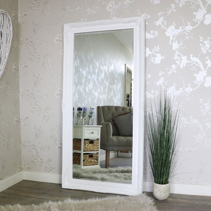 Large White Ornate Wall Mirror | Flora Furniture