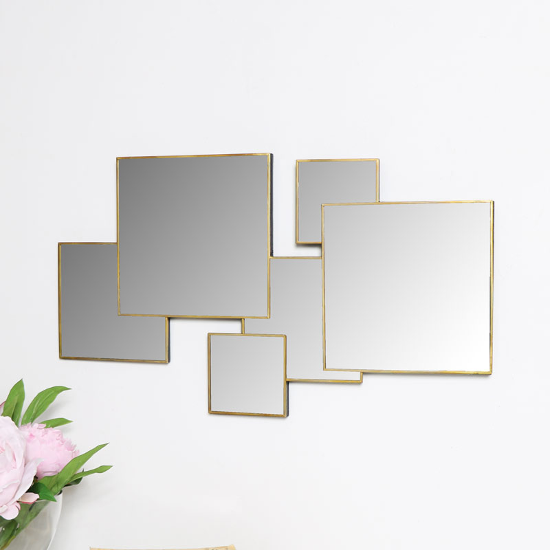 Gold Multi Square Wall Mirror Flora Furniture - Square Wall Mirror Decor Gold Multi Square Wall Mirror Flora Furniture - Square Wall Mirror Decor