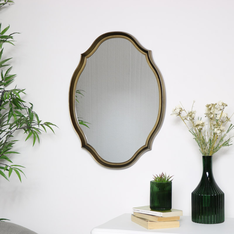 Gold Oval Shaped Wall Mirror 45cm x 64cm Gold Oval Shaped Wall Mirror 45cm x 64cm
