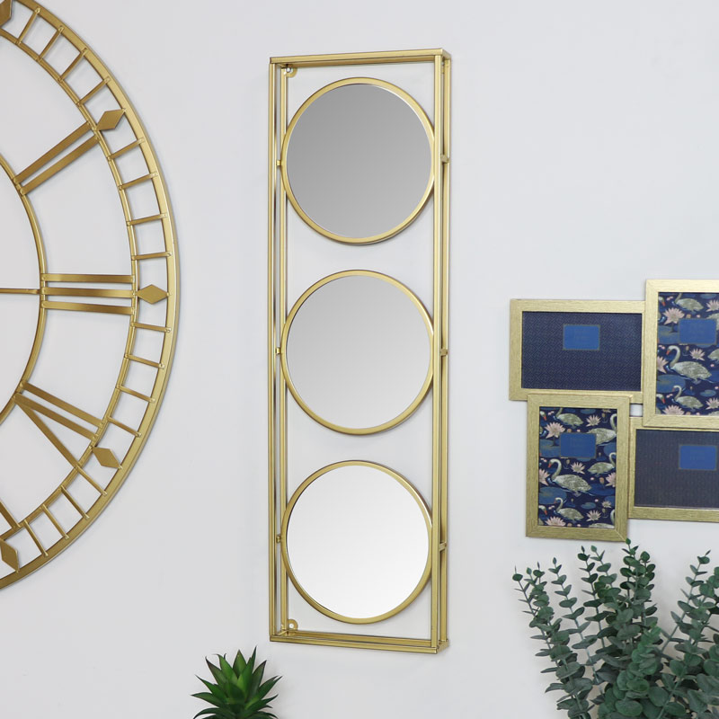 Gold Framed Round Triple Wall Mirror Gold Framed Round Triple Wall Mirror