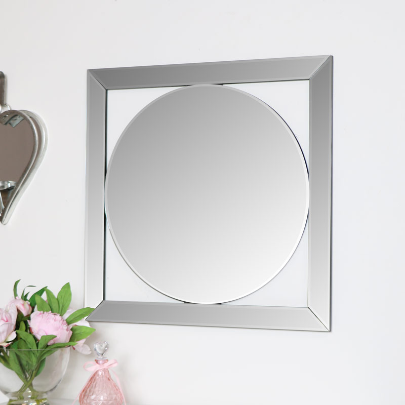 Square Framed Round Mirror Square Framed Round Mirror