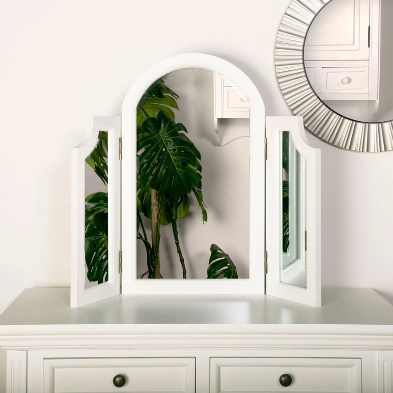 Eliza White Range Triple Dressing Table Mirror Flora