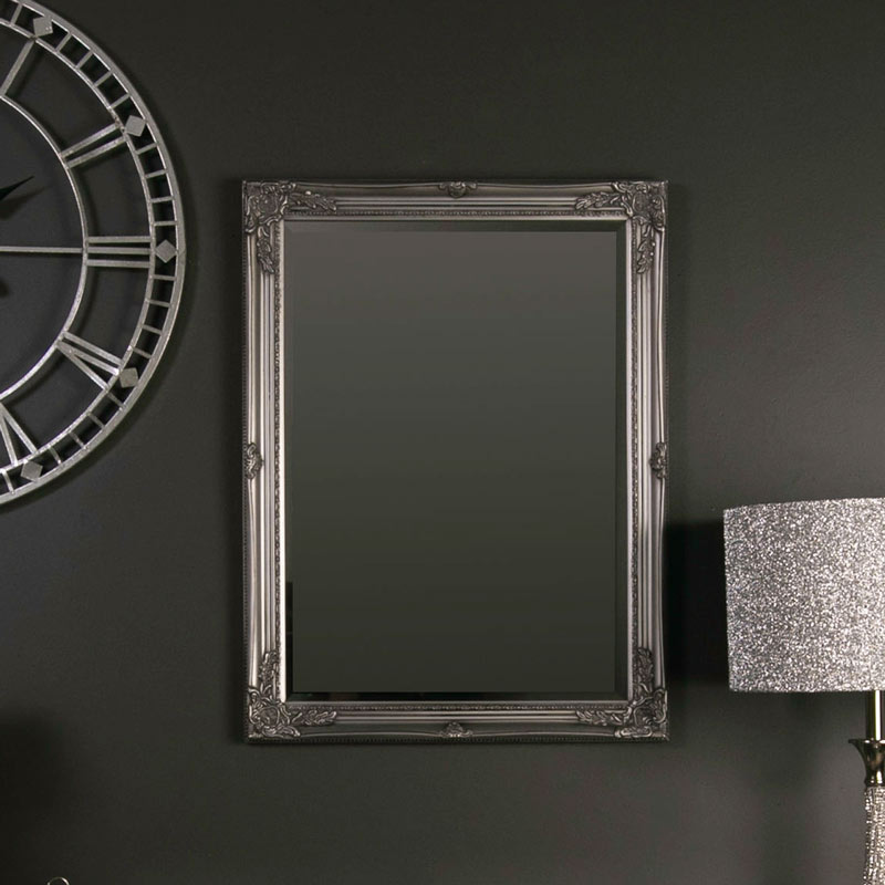 Vintage Ornate Silver Wall Mirror 62cm x 82cm
