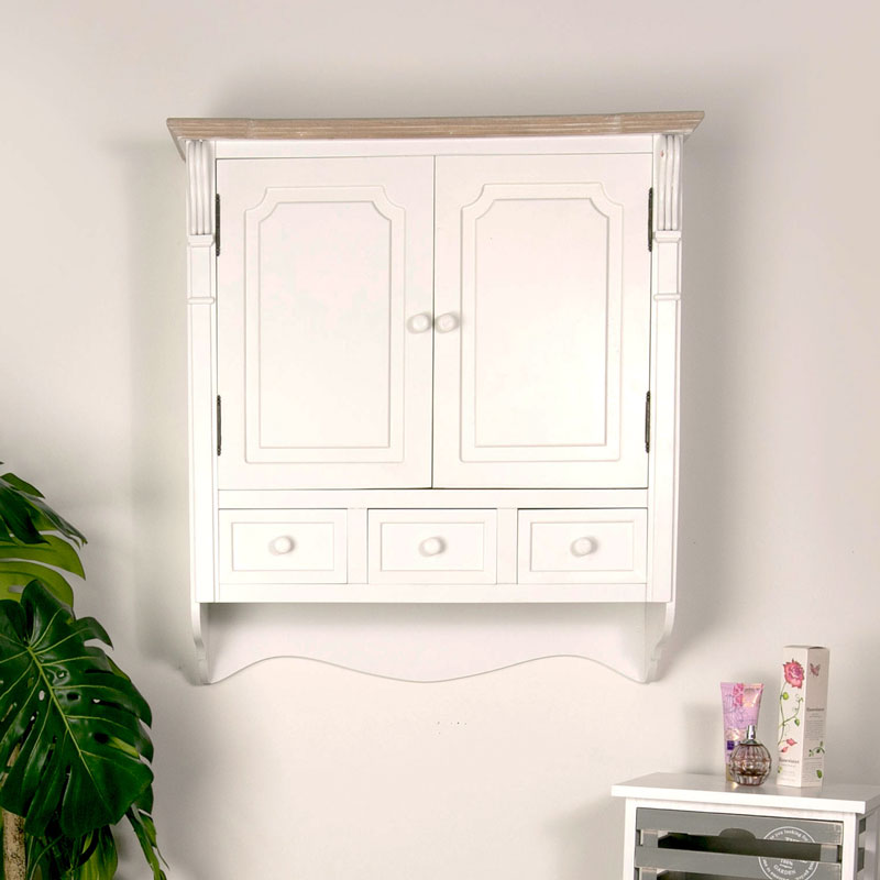 Flora Furniture Wall Mounted Cupboard With Drawers Daventry White Range