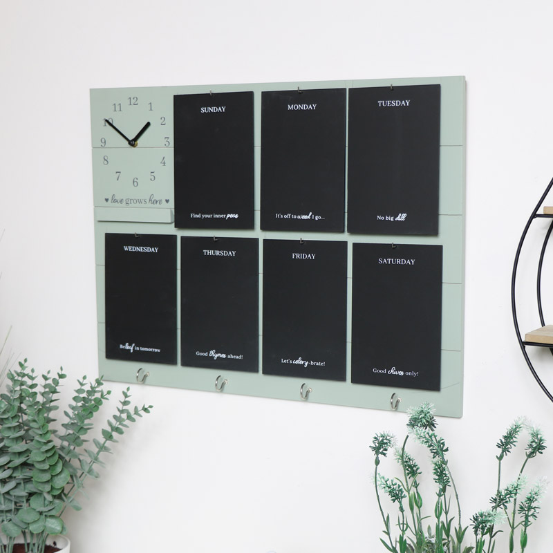 Green Wooden Memo Board with Hooks Green Wooden Memo Board with Hooks