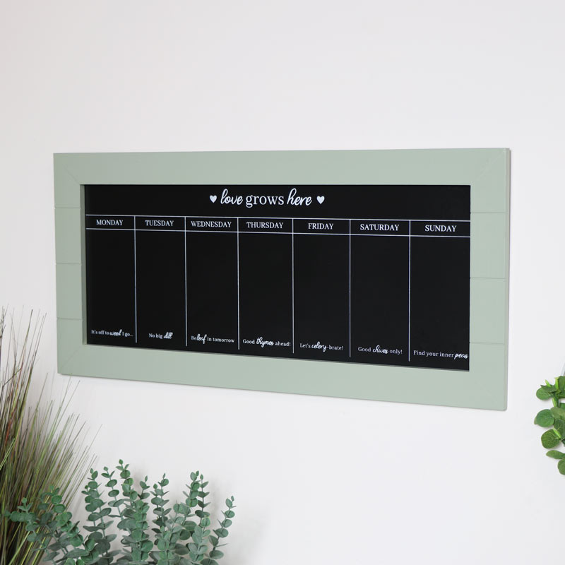 Green Wooden Weekly Chalkboard Planner Green Wooden Weekly Chalkboard Planner