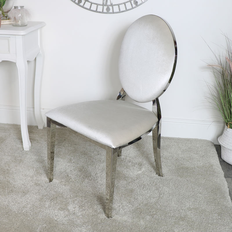 Silver & Grey Velvet Dining Chair Silver & Grey Velvet Dining Chair
