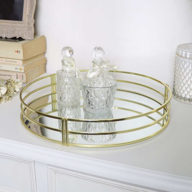 Round Gold Mirrored Tray Round Gold Mirrored Tray