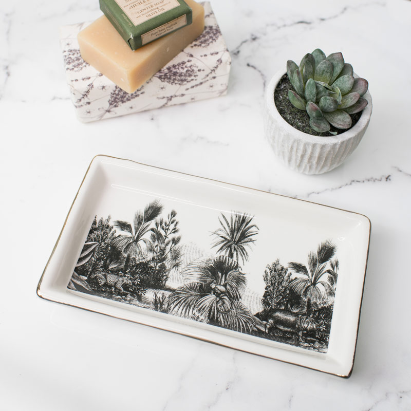 Ceramic Monochrome Jungle Trinket Tray Ceramic Monochrome Jungle Trinket Tray