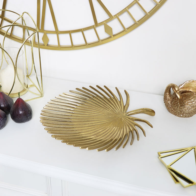 Gold Metal Palm Leaf Tray Gold Metal Palm Leaf Tray