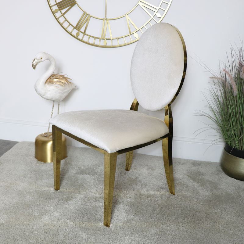 Gold & Ivory Velvet Dining Chair