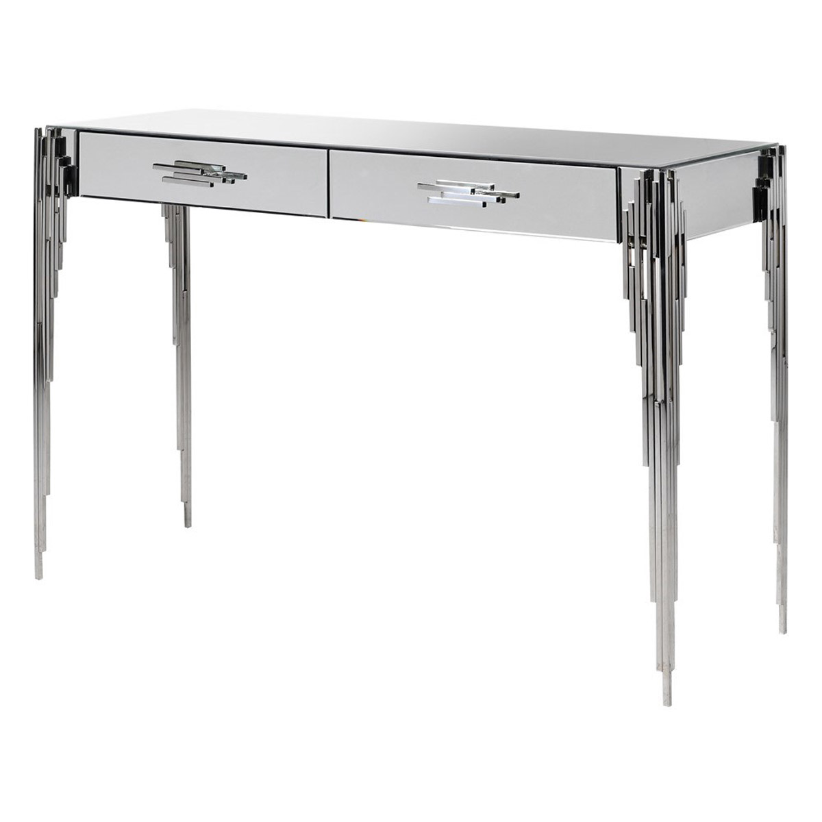 Large Mirrored & Stainless Steel Console Table