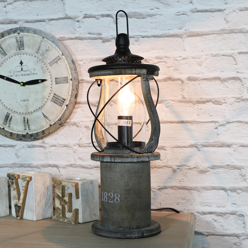 Wooden Miners lantern Table Lamp 