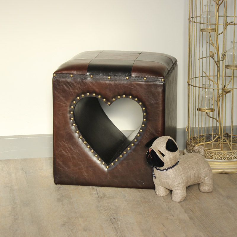 Cut Out Heart Faux Leather Stool/Foot Stool/Pouffe Cut Out Heart Faux Leather Stool/Foot Stool/Pouffe