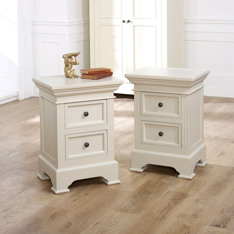 Pair of Grey 2 Drawer Bedside Chests - Daventry Taupe-Grey Range