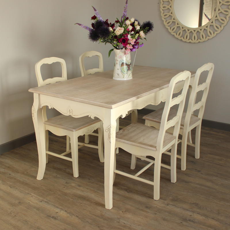 Country Ash Range - Dining Room Set, Cream Large Dining Table and 4 chairs Country Ash Range - Dining Room Set, Cream Large Dining Table and 4 chairs