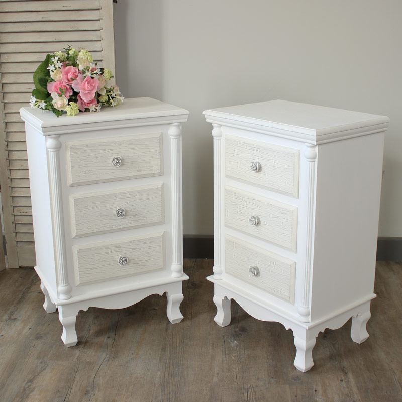 Lila Range - Furniture Bundle, Pair White Bedside Table Chests Lila Range - Furniture Bundle, Pair White Bedside Table Chests