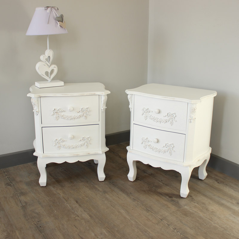 Pair of 2 Drawer Bedside Tables - Pays Blanc Range Pair of 2 Drawer Bedside Tables - Pays Blanc Range