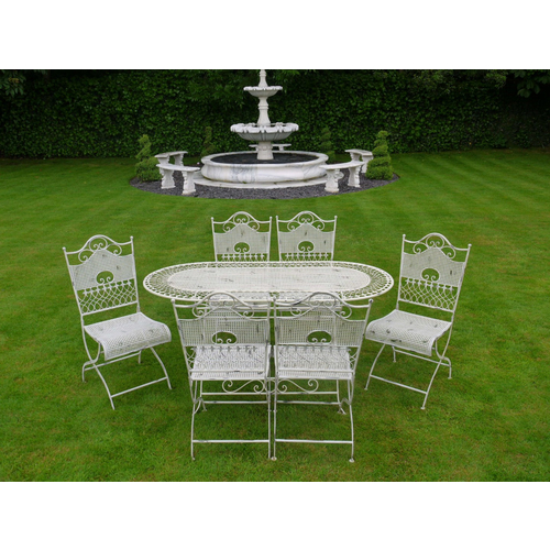 Cream Swirl Table and Six Chairs Bistro Set Cream Swirl Table and Six Chairs Bistro Set