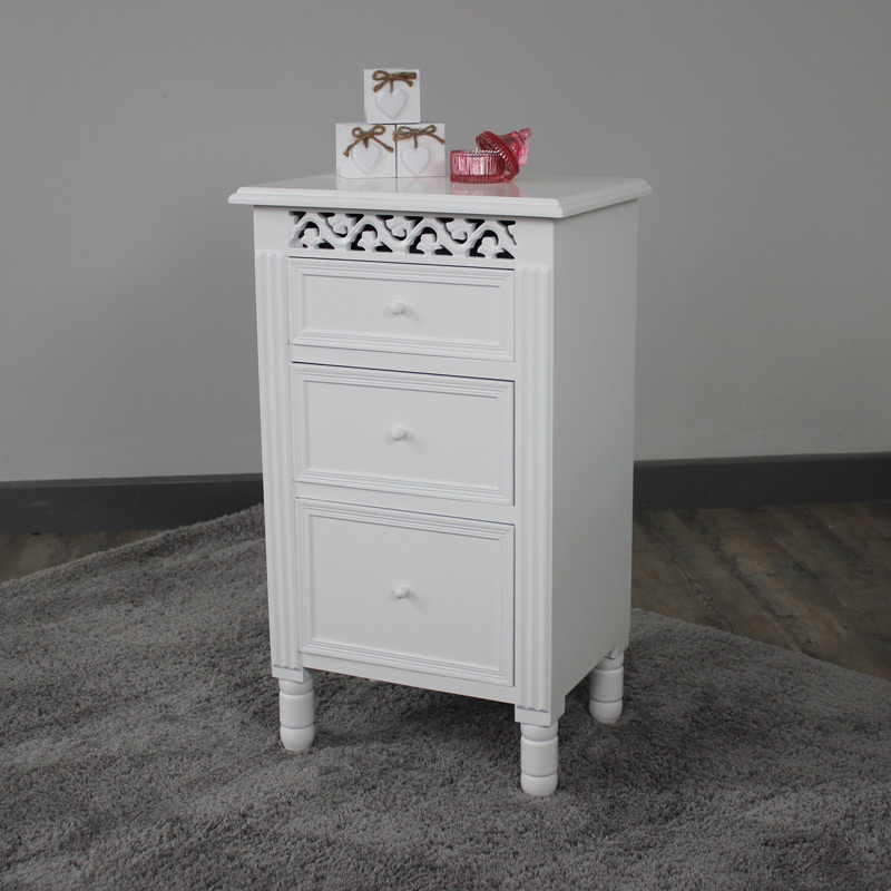 Blanche Range White 3 Drawer Bedside Cabinet Flora Furniture