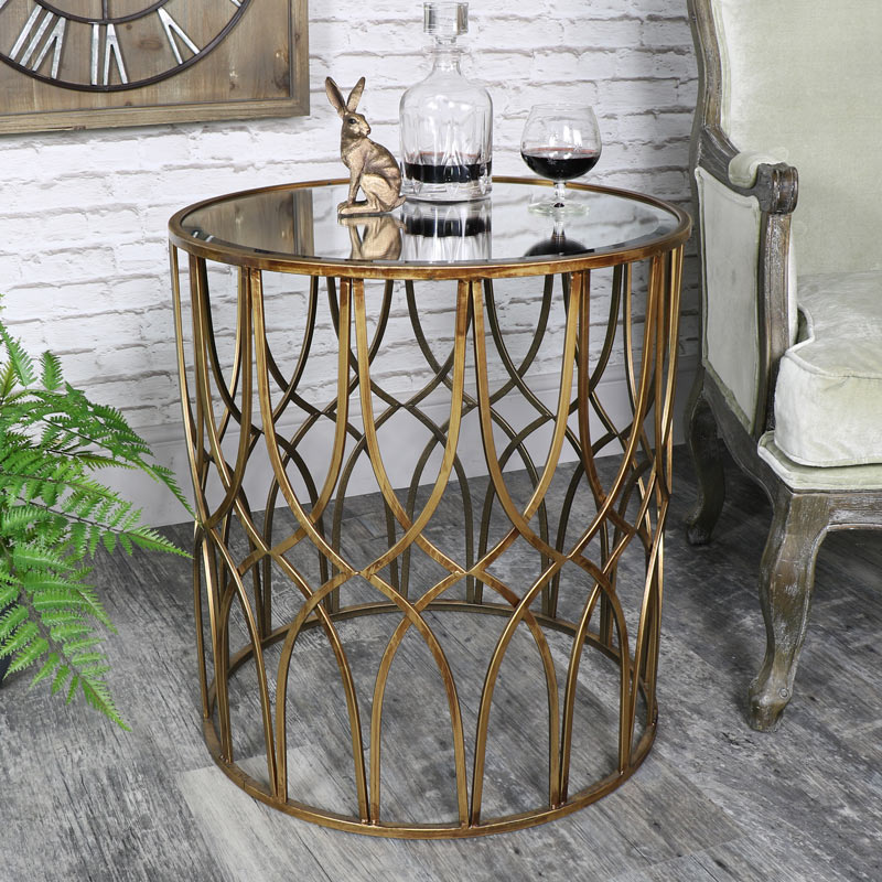 Ornate Antique Gold Mirrored Side Table Vintage Furniture Vintage Mirrored Furniture Ornate