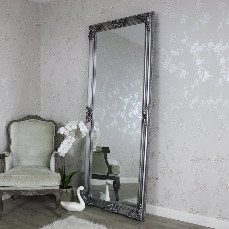Huge Ornate Antique Silver Full Length Wall/Floor Mirror 85cm x 210cm