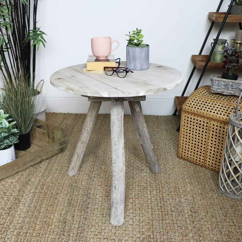 Rustic Wooden Tripod Side Table Rustic Wooden Tripod Side Table