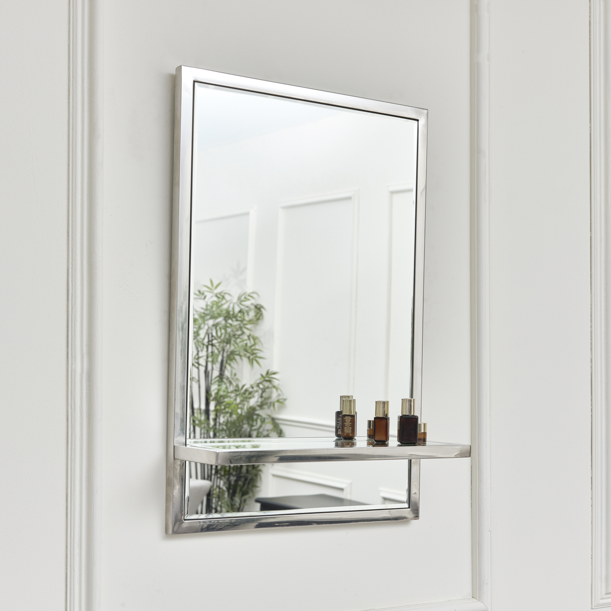 Mirrored Wall Mounted Mirror with Shelf 42cm x 62cm