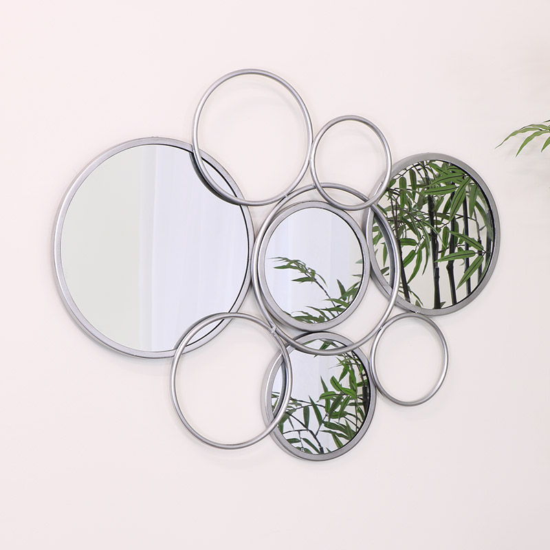 Abstract Multi Circle Silver Mirror 54cm x 73cm