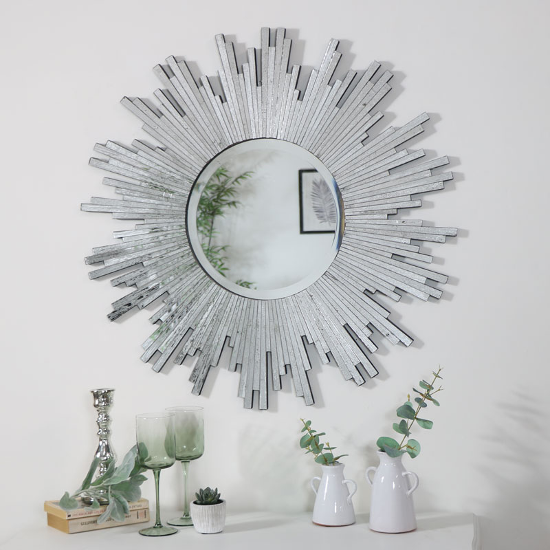 Silver Sunburst Wall Mounted Mirror