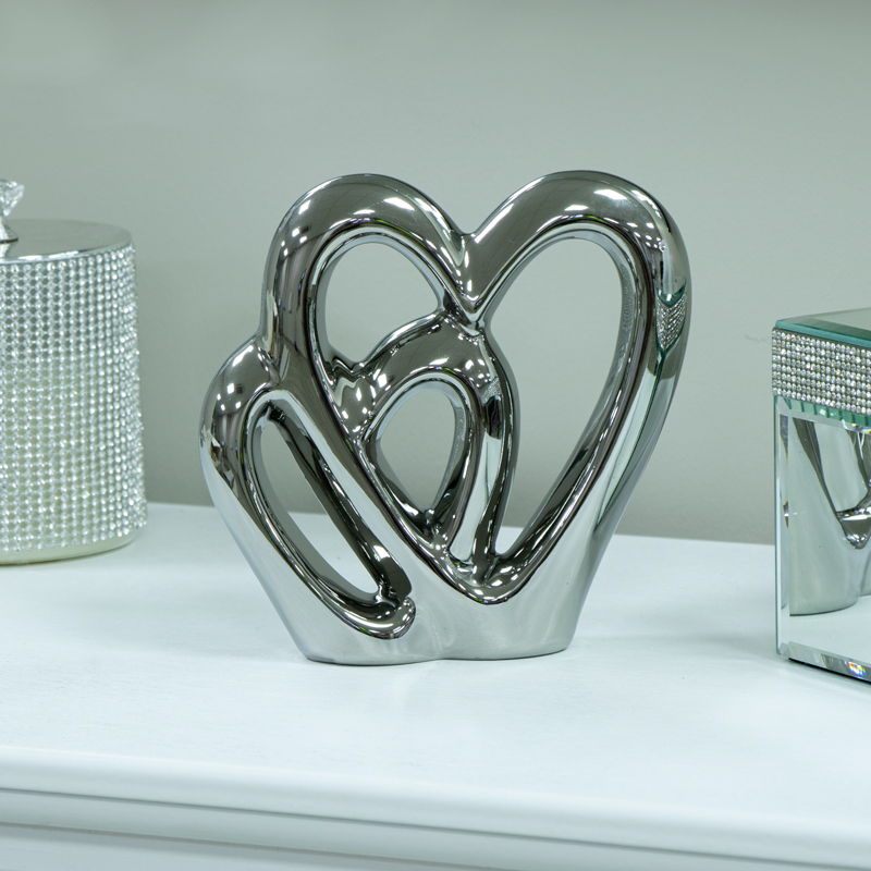 Silver Double Heart Ornament Silver Double Heart Ornament