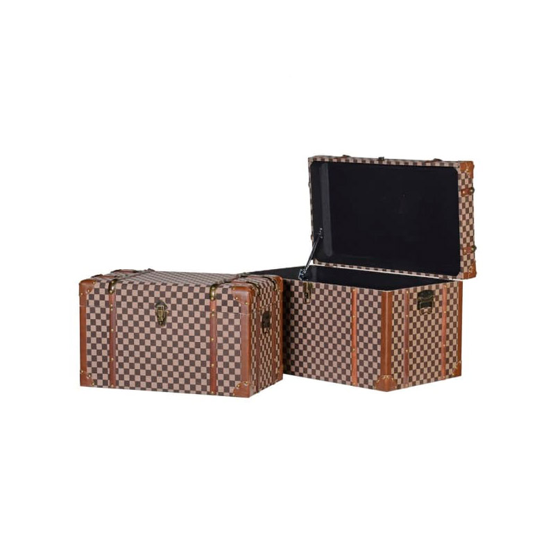 Set of 2 Checked Storage Trunks Set of 2 Checked Storage Trunks