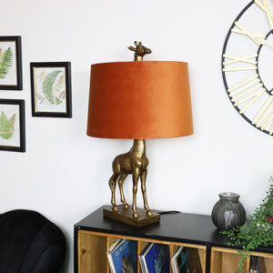 Gold Giraffe Lamp With Orange Velvet Shade 