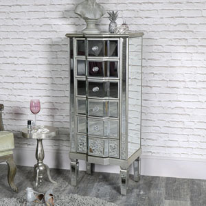 Mirrored Classique Range - Tall Six Drawer Mirrored Tallboy