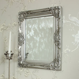Ornate Silver Wall Mirror 52cm x 42cm