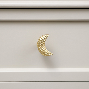 Shiny Gold Hammered Crescent Moon Drawer Knob