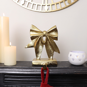Gold Bow Christmas Stocking Hook