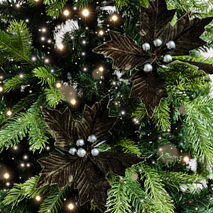 Set of 2 Green Velvet Poinsettia Picks Decorations - 20cm Set of 2 Green Velvet Poinsettia Picks Decorations - 20cm