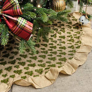 Hessian Tree Print Christmas Tree Skirt - 120cm Hessian Tree Print Christmas Tree Skirt - 120cm