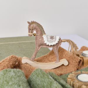 Neutral Brown Felt Standing Rocking Horse Decoration - 16cm Neutral Brown Felt Standing Rocking Horse Decoration - 16cm
