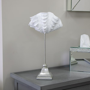 White Shell Sculpture on Silver Stand