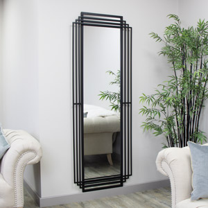 Black Art Deco Wall Mirror 183cm x 80cm