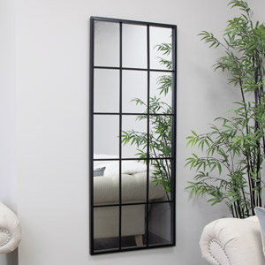 Extra Large Matt Black Window Mirror 144cm x 59cm