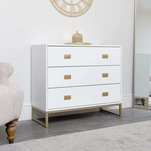 Large 3 Drawer Chest of Drawers - Elle White Range