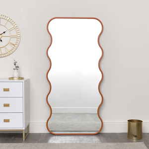 Orange Full Length Wave Mirror - 163cm x 80cm